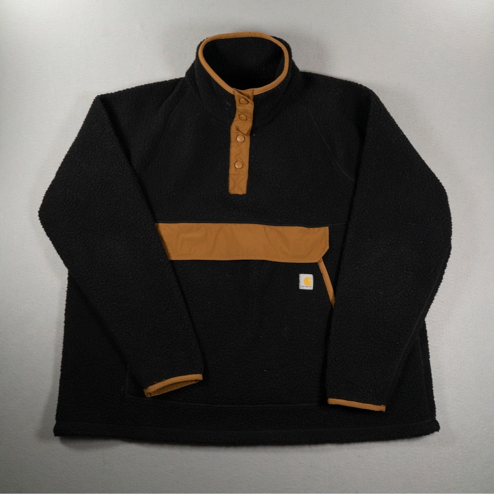 Carhartt Mens XXL Relaxed Fit Sherpa Fleece Pullover Black Tan OJ4991-W Jacket
